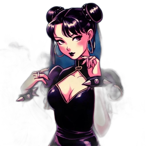 dress, staff, cyberpunk, anime transparent PNG cut-out