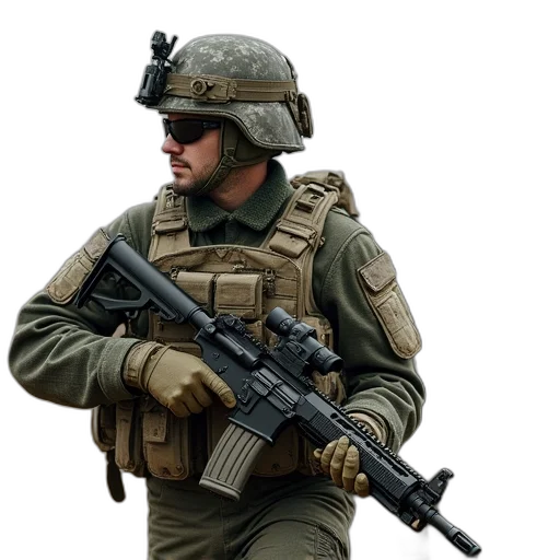 weapon, staff, jacket, face transparent PNG cut-out