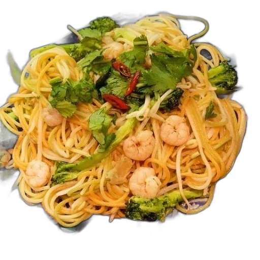 food, plate, noodles, shrimp transparent PNG cut-out