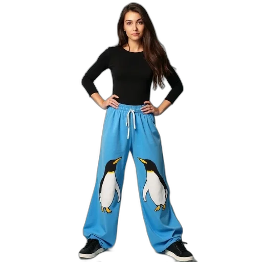 blue, woman, wearing, black transparent PNG cut-out