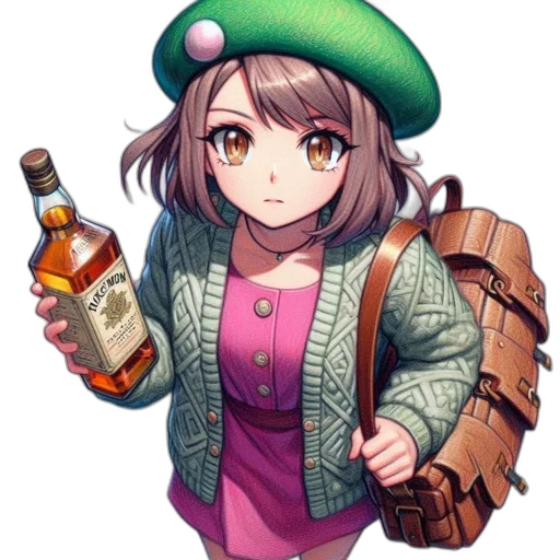 hat, bottle, jacket, weapon transparent PNG cut-out