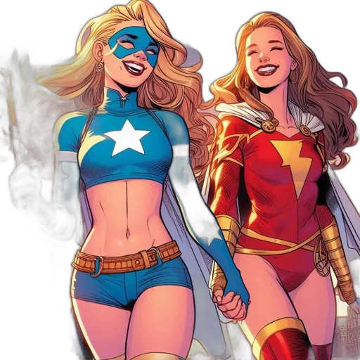 comic book art, concept art, two, female transparent PNG cut-out
