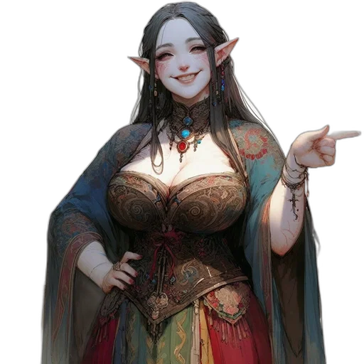 dress, staff, dragon, fantasy art transparent PNG cut-out
