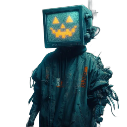robot, mask, jacket, creature transparent PNG cut-out