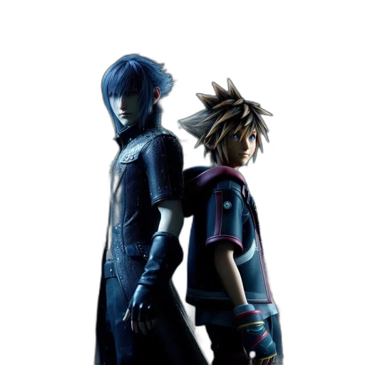 concept art, 3d render, blue, two transparent PNG cut-out