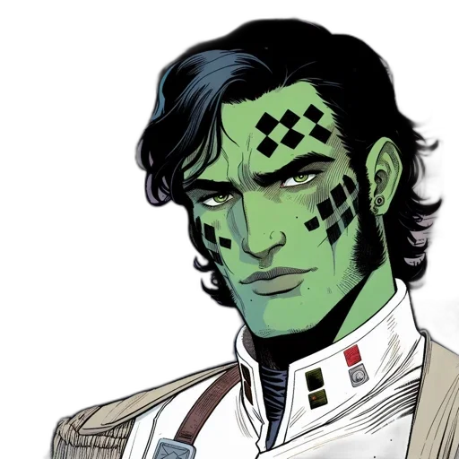 face, mask, staff, comic book art transparent PNG cut-out
