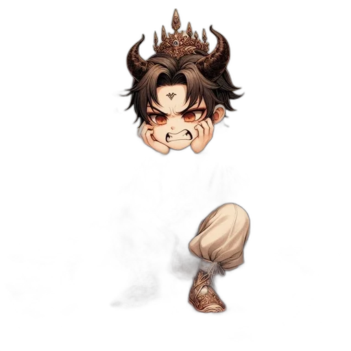 creature, hair, crown, staff transparent PNG cut-out