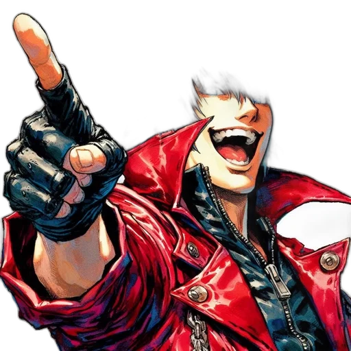 jacket, weapon, face, staff transparent PNG cut-out