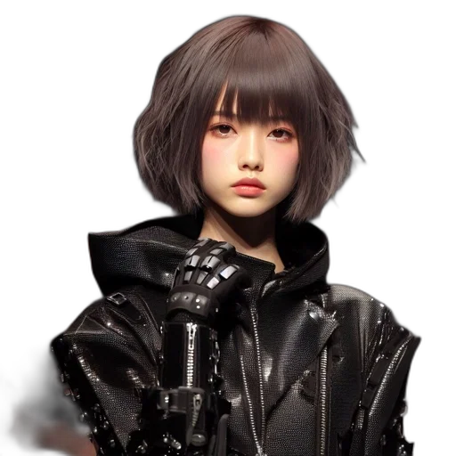 jacket, hair, robot, face transparent PNG cut-out