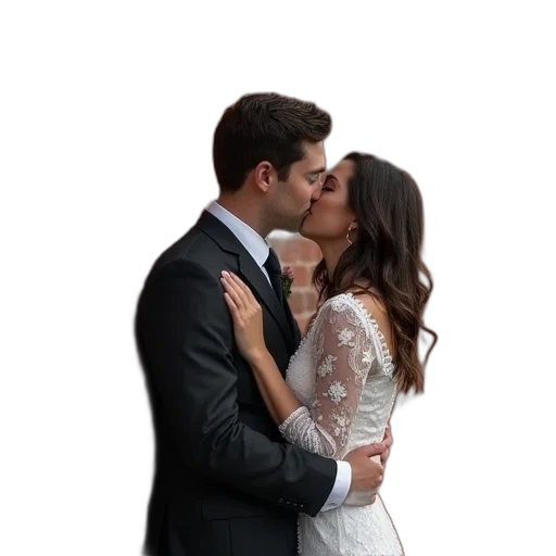 dress, photorealistic, couple, kissing transparent PNG cut-out