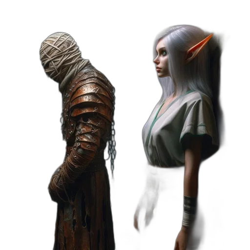 staff, mask, creature, dress transparent PNG cut-out