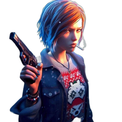 jacket, weapon, face, concept art transparent PNG cut-out