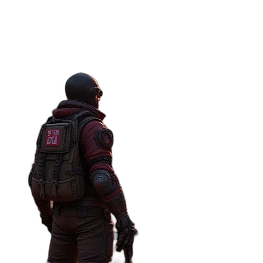 jacket, robot, weapon, staff transparent PNG cut-out