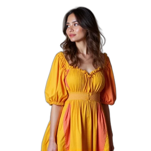 dress, golden, colorful, amelia transparent PNG cut-out