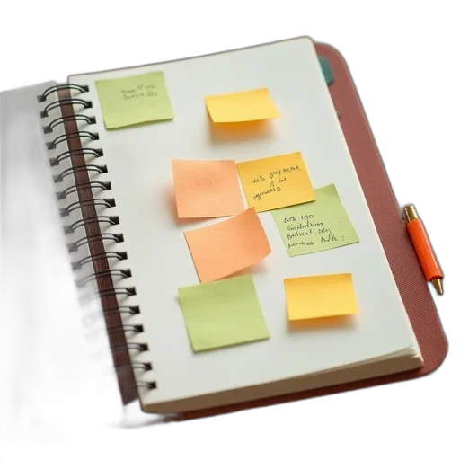 work, book, sticky, notes transparent PNG cut-out