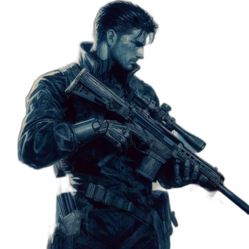 weapon, face, concept art, comic book art transparent PNG cut-out