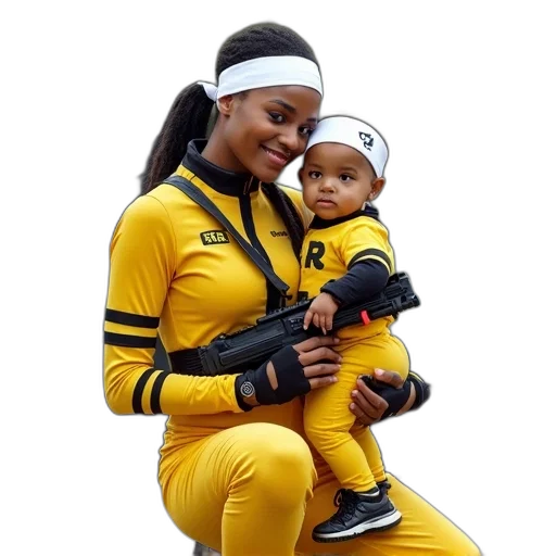 person, yellow, black, outfit transparent PNG cut-out