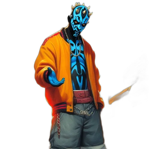 jacket, mask, staff, weapon transparent PNG cut-out