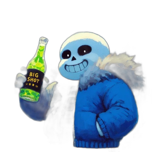jacket, bottle, creature, staff transparent PNG cut-out