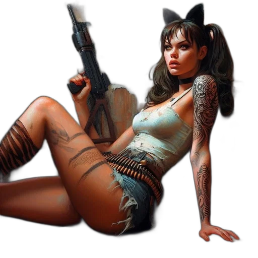weapon, comic book art, concept art, cyberpunk transparent PNG cut-out