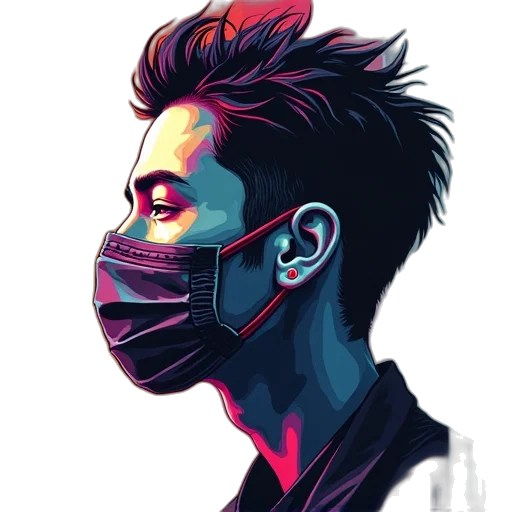 mask, face, jacket, creature transparent PNG cut-out
