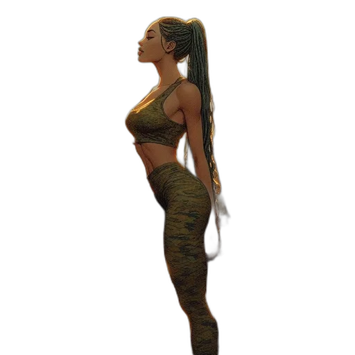 staff, dress, hair, weapon transparent PNG cut-out