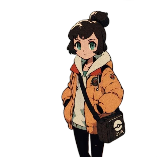 jacket, staff, face, creature transparent PNG cut-out