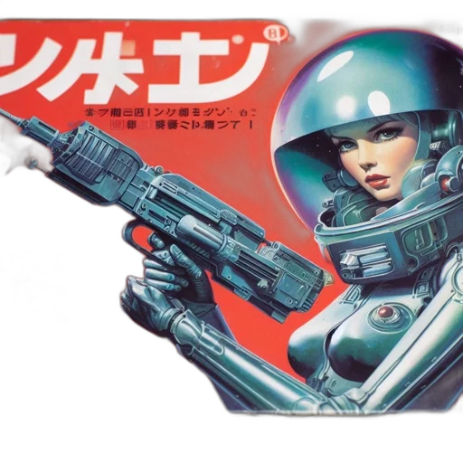 robot, weapon, vaporwave, concept art transparent PNG cut-out