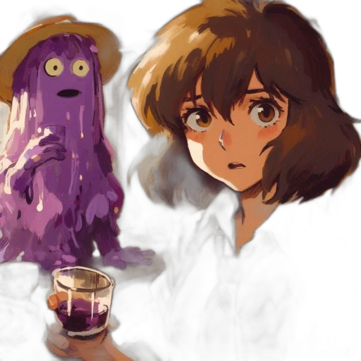 creature, bottle, concept art, watercolor transparent PNG cut-out