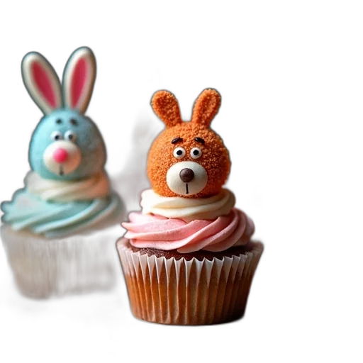 food, 3d render, photorealistic, cupcakes transparent PNG cut-out