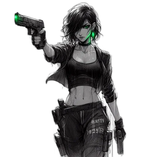 weapon, jacket, cyberpunk, concept art transparent PNG cut-out