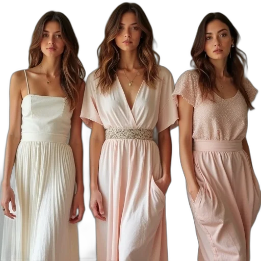 dress, earth tones, pastel, golden transparent PNG cut-out