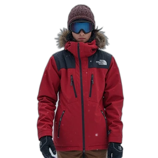 jacket, red, north, face transparent PNG cut-out
