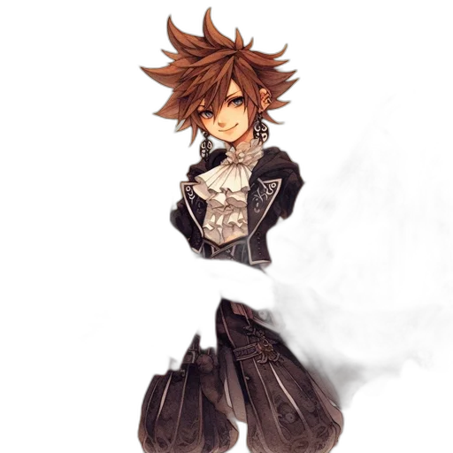 jacket, staff, weapon, hair transparent PNG cut-out