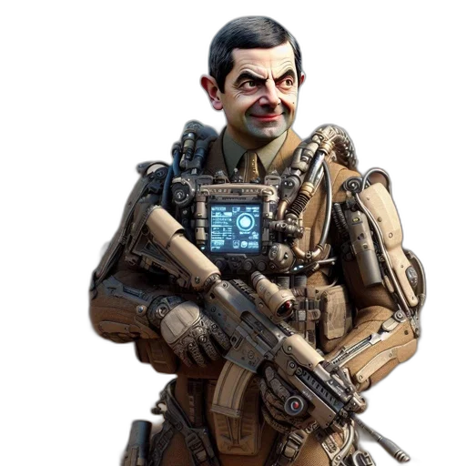 robot, staff, face, weapon transparent PNG cut-out