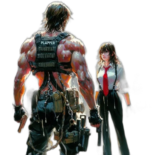 concept art, cyberpunk, comic book art, dark transparent PNG cut-out