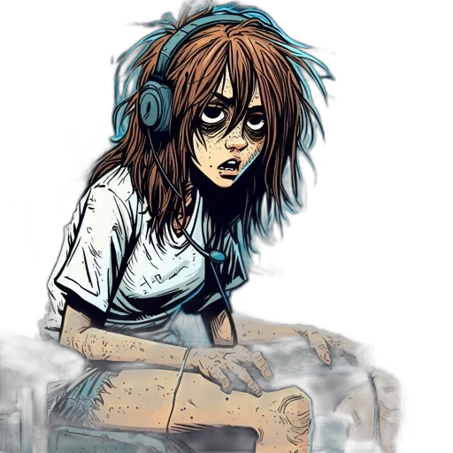 comic book art, concept art, cartoon, cyberpunk transparent PNG cut-out