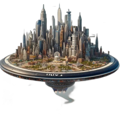 concept art, 3d render, outer space, city street transparent PNG cut-out