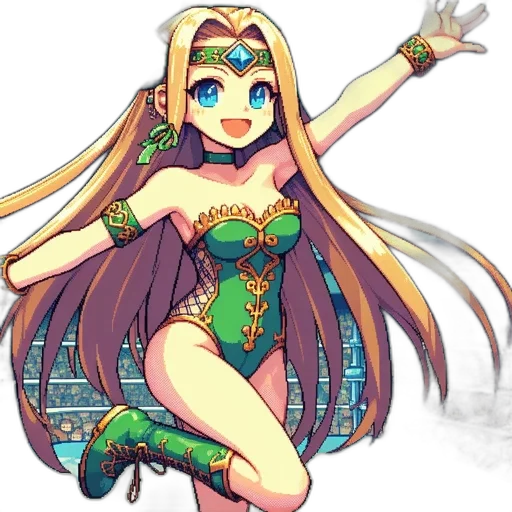 dress, staff, pixel art, fantasy art transparent PNG cut-out