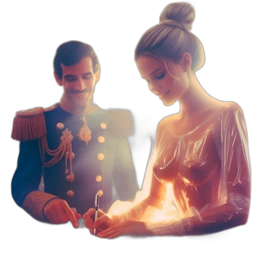dress, crown, jewelry, staff transparent PNG cut-out