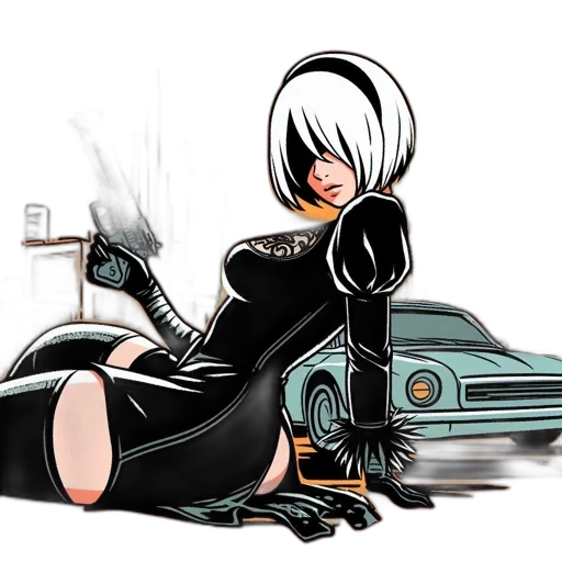 weapon, car, robot, comic book art transparent PNG cut-out