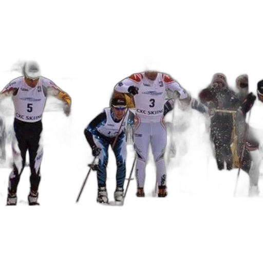 group, skiers, racing, down transparent PNG cut-out