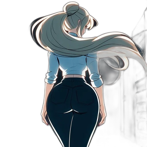 dress, jacket, staff, hair transparent PNG cut-out