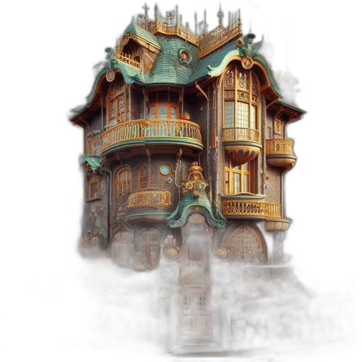 building, concept art, fantasy art, watercolor transparent PNG cut-out