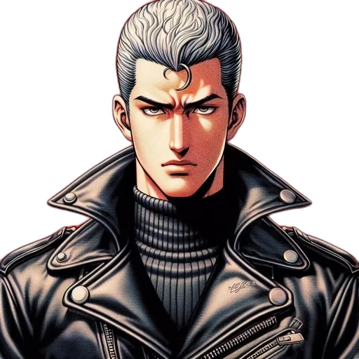 jacket, face, comic book art, concept art transparent PNG cut-out
