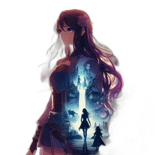 dress, staff, sword, fantasy art transparent PNG cut-out