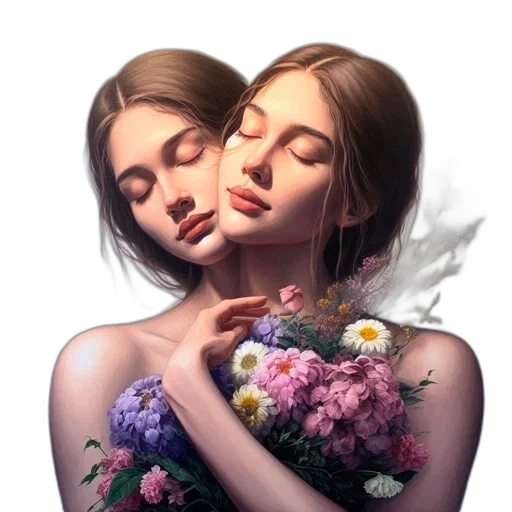 flower, face, jewelry, dress transparent PNG cut-out