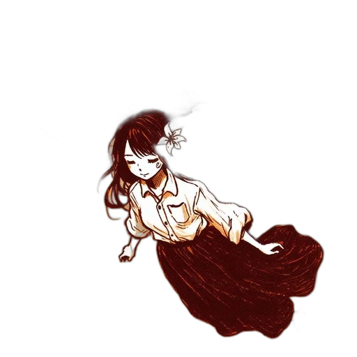 dress, hair, creature, staff transparent PNG cut-out