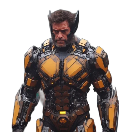 robot, face, weapon, jacket transparent PNG cut-out