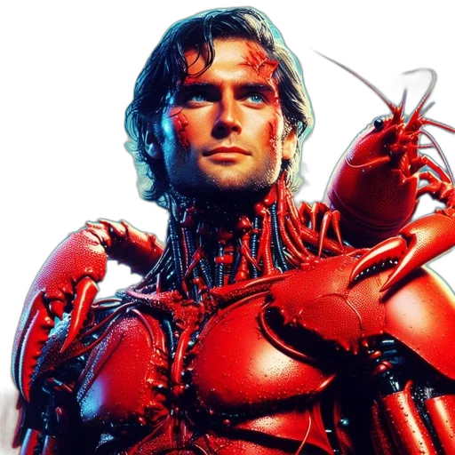 robot, comic book art, red, man transparent PNG cut-out